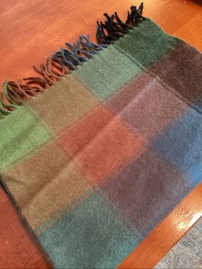 Vintage 100% Cashmere Plaid Scarf.